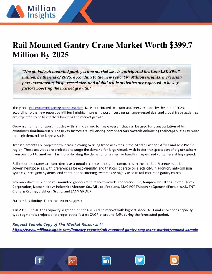 rail mounted gantry crane market worth