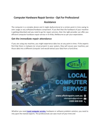 Computer Hardware Repair Service - Opt For Professional Assistance