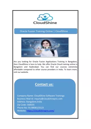 oracle fusion training online cloudshine