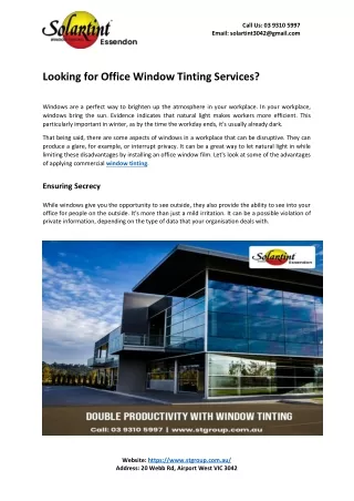 Looking for Office Window Tinting Services?