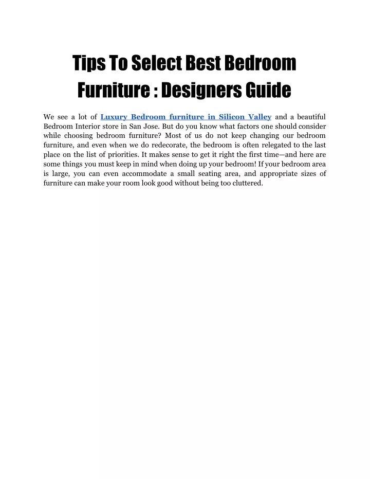 tips to select best bedroom furniture designers