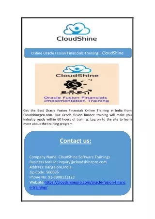 online oracle fusion financials training