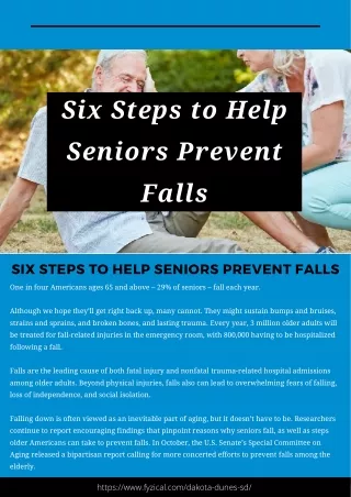 Six Steps to Help Seniors Prevent Falls