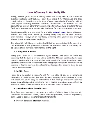 uses of honey in our daily life