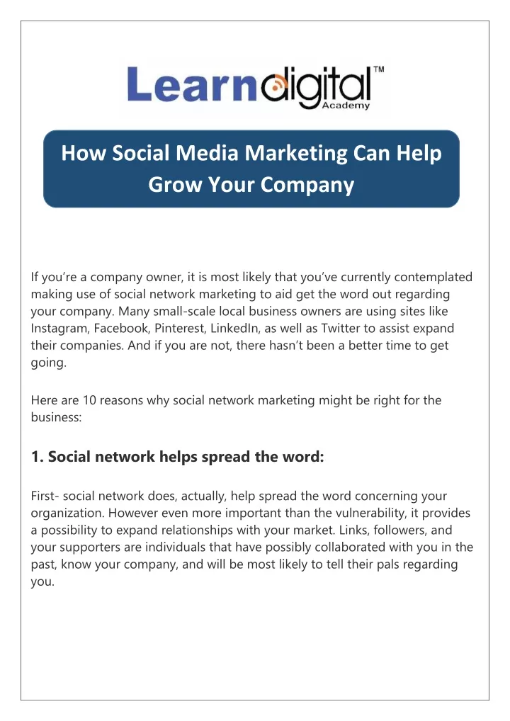 how social media marketing can help grow your