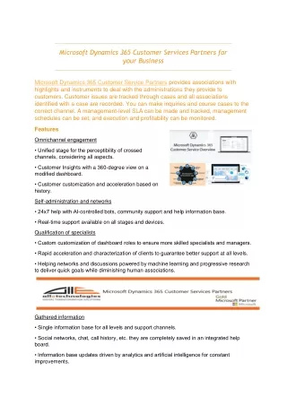Microsoft Dynamics 365 Customer Service Partners