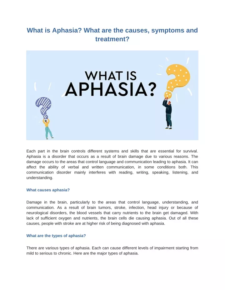 what is aphasia what are the causes symptoms