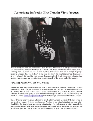 customizing reflective heat transfer vinyl