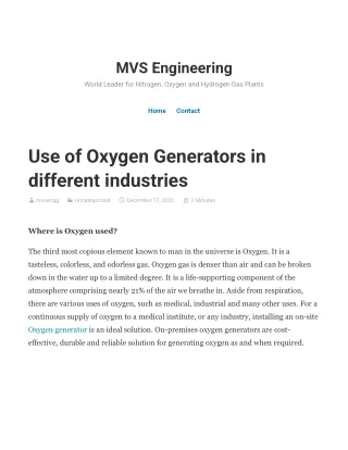 Use of Oxygen Generators in different industries