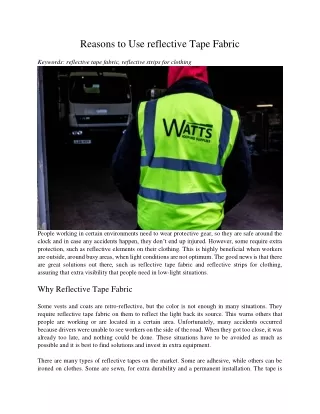 reasons to use reflective tape fabric