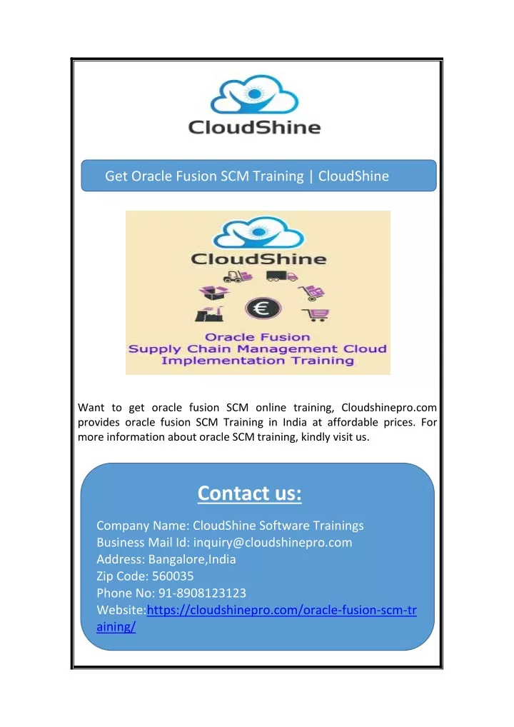get oracle fusion scm training cloudshine