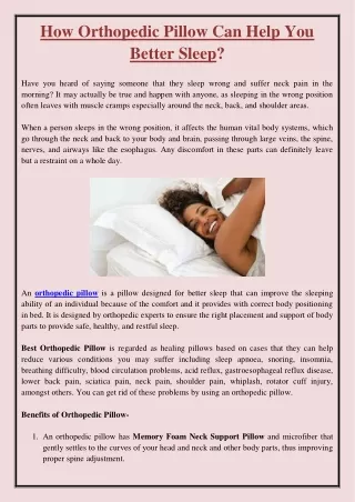 How Orthopedic Pillow Can Help You Better Sleep?