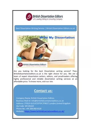 best dissertation writing service british