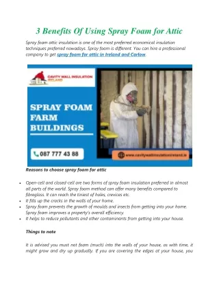 3 Benefits Of Using Spray Foam for Attic