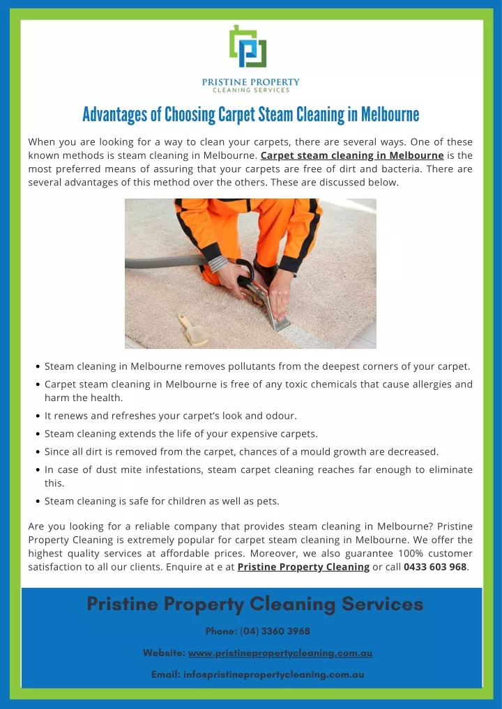 a dvantages of choosing carpet steam cleaning