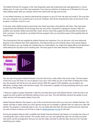 the adobe premiere pro program is the most
