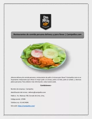 Restaurantes de comida peruana delivery y para llevar | Camipollos.com