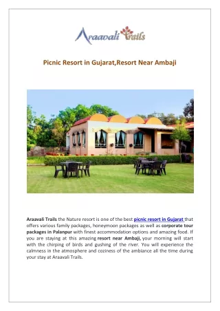 Picnic Resort in Gujarat,Resort Near Ambaji