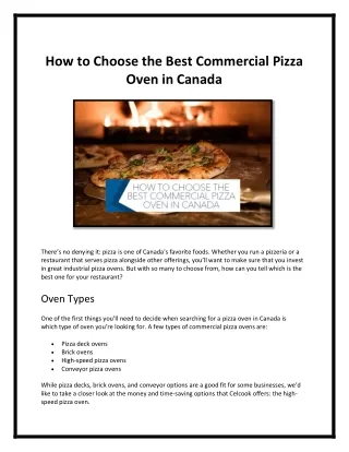how to choose the best commercial pizza oven
