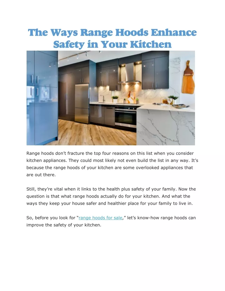 the ways range hoods enhance safety in your