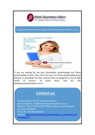 cheap dissertation proofreading british