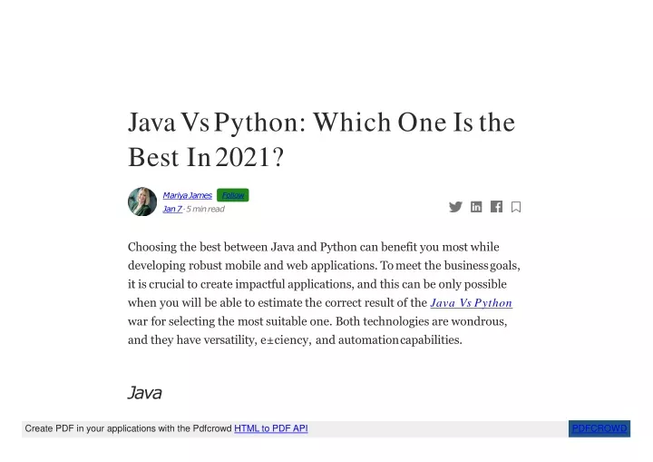java vs python which one is the best in 2021