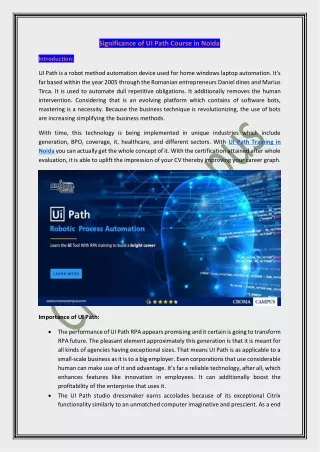 significance of ui path course in noida