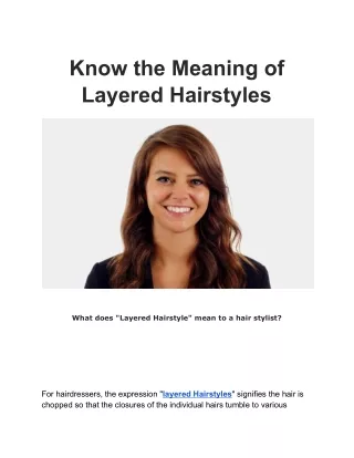 Know the Meaning of Layered Hairstyles