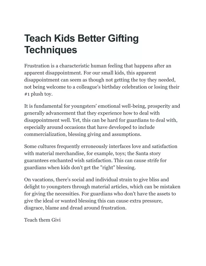 teach kids better gifting techniques