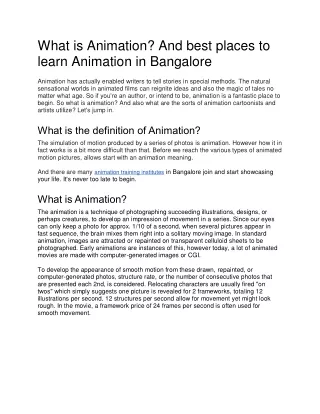 what is animation and best places to learn