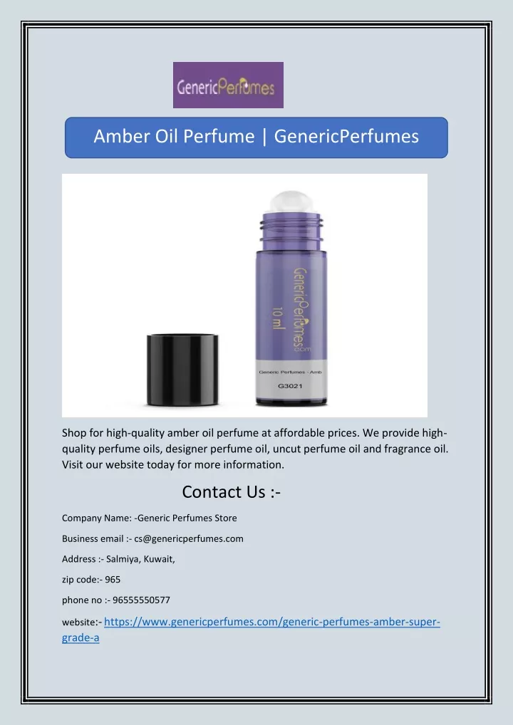 amber oil perfume genericperfumes