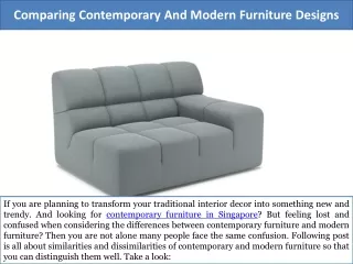 Comparing Contemporary And Modern Furniture Designs