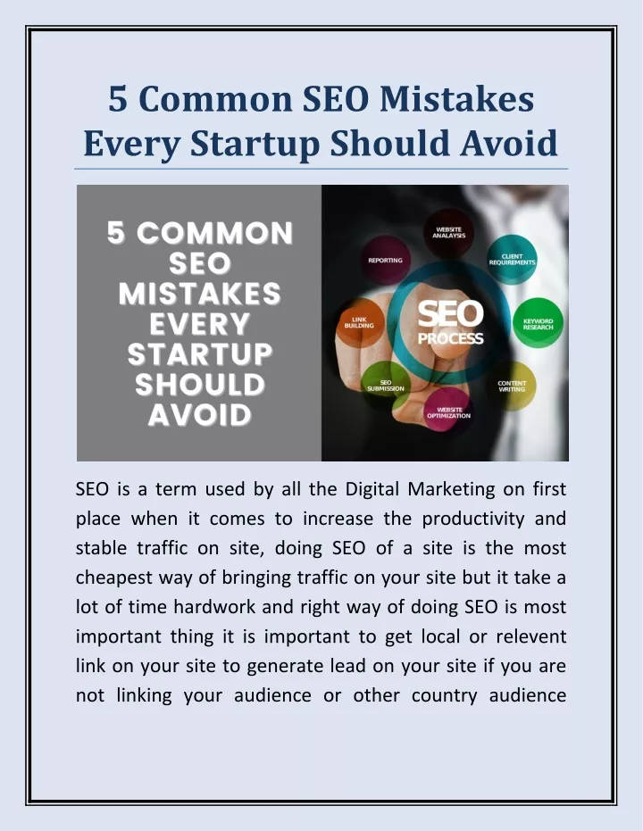 5 common seo mistakes every startup should avoid