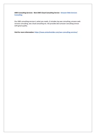 aws consulting services best aws cloud consulting