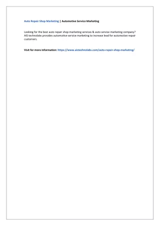 auto repair shop marketing automotive service