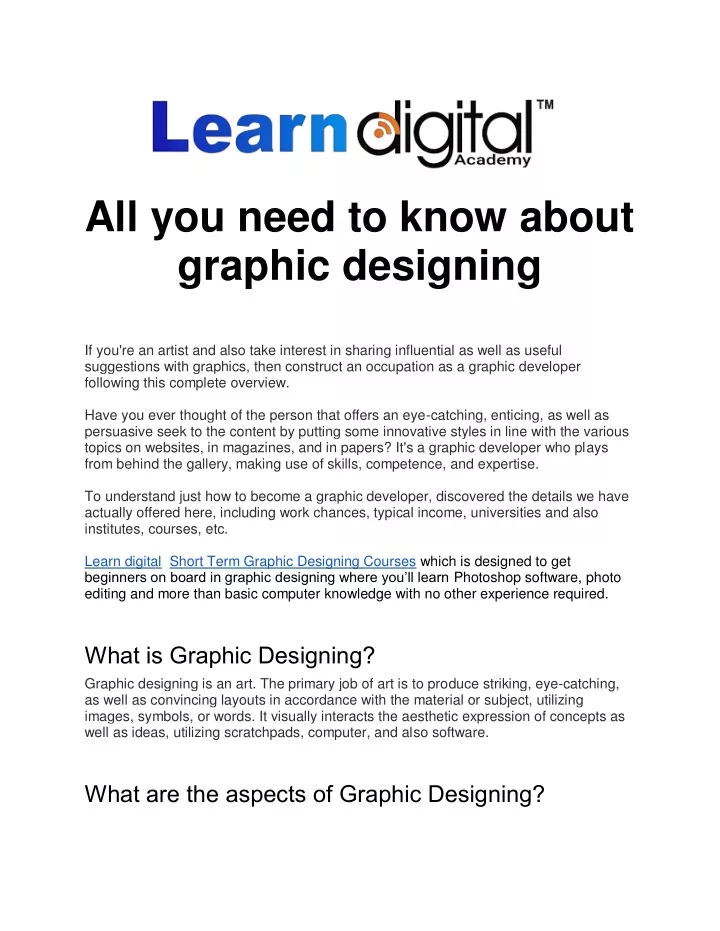 all you need to know about graphic designing