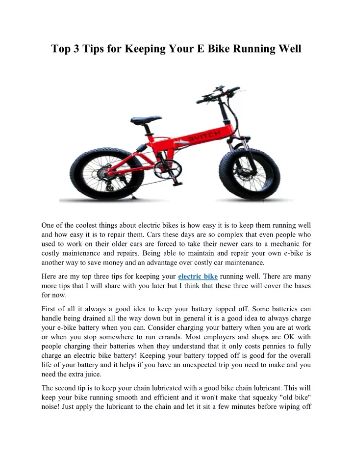 top 3 tips for keeping your e bike running well