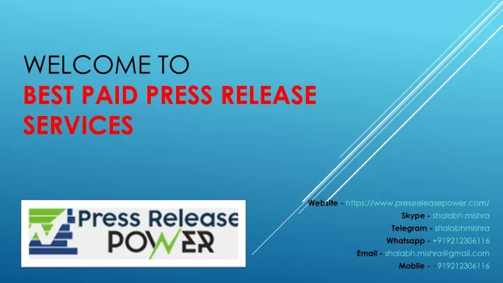 welcome to best paid press release services