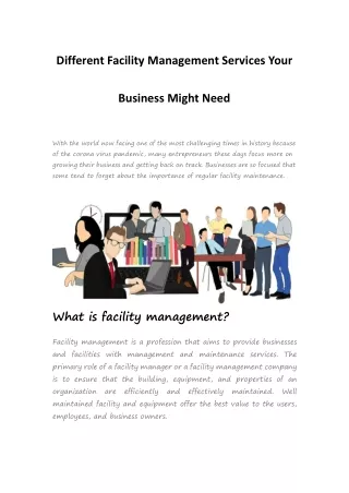 different facility management services your