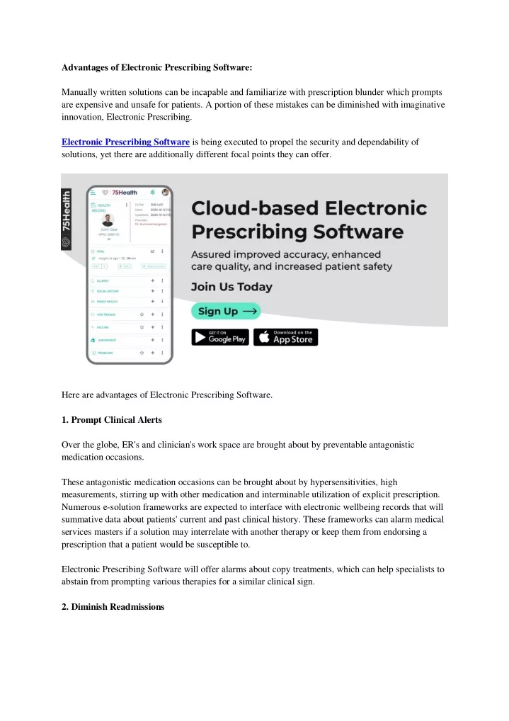 advantages of electronic prescribing software