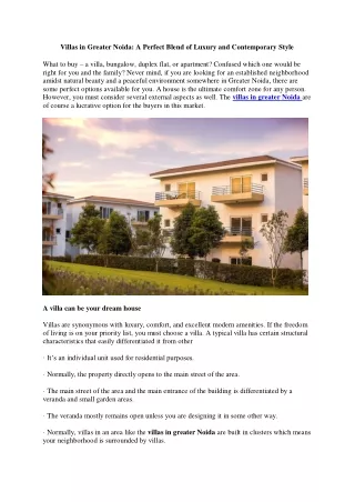 villas in greater noida a perfect blend of luxury