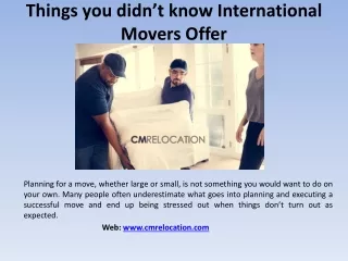 Things you didn’t know International Movers Offer