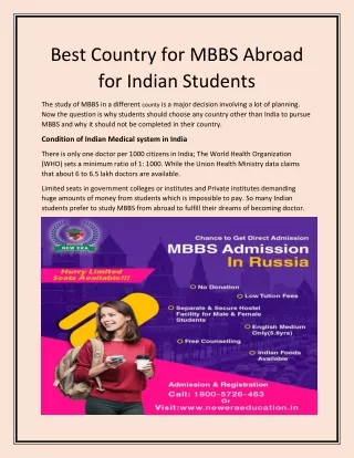 Best Country for MBBS Abroad for Indian Students