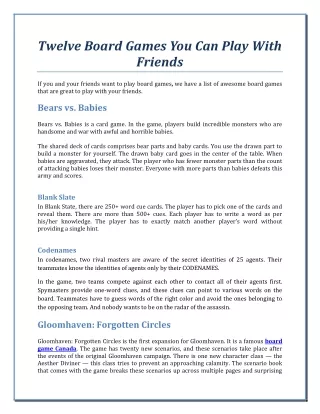 twelve board games you can play with friends