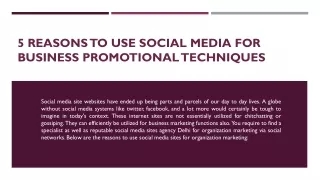 5 Reasons to Use Social Media For Business Promotional Techniques
