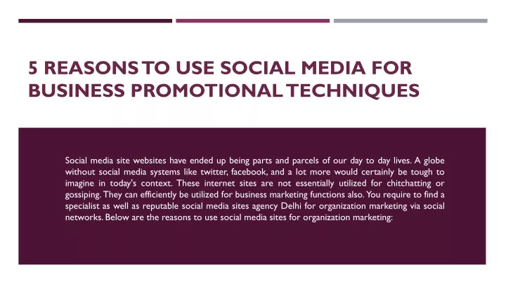5 reasons to use social media for business promotional techniques