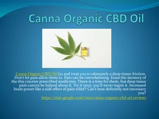 Canna Organic CBD Oil - Best Solution For Pain Relief