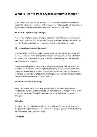 what is peer to peer cryptocurrency exchange