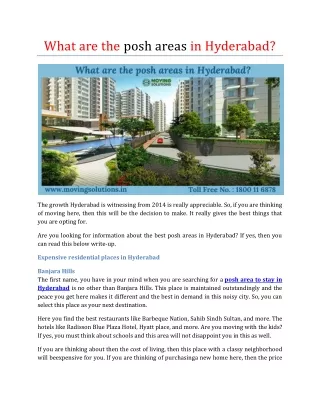 what are the posh areas in hyderabad