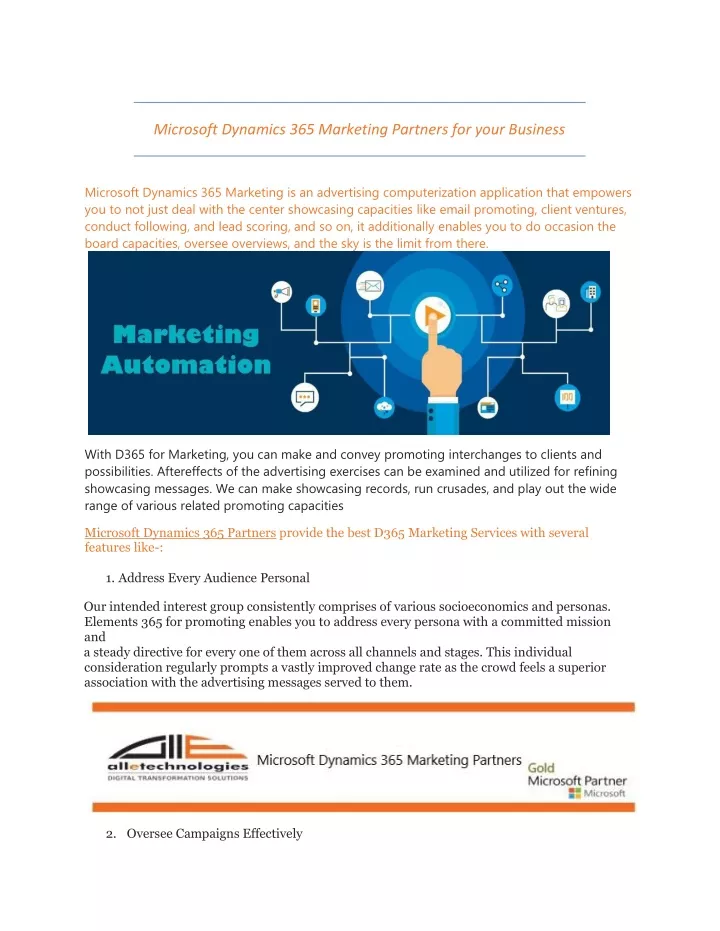microsoft dynamics 365 marketing partners